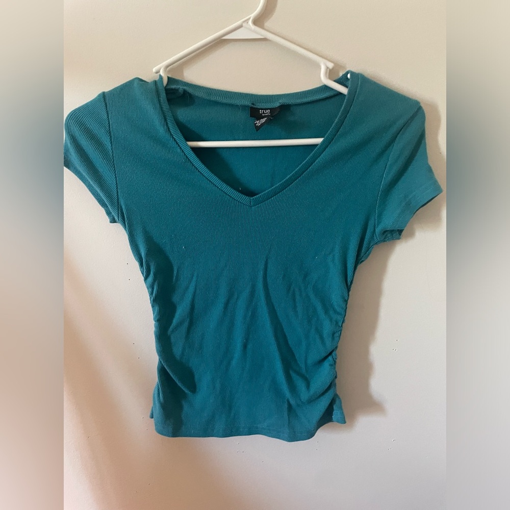 Blue v-neck tee